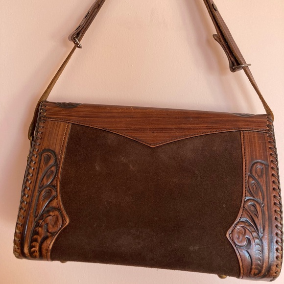 Vintage suede and tooled leather purse - Picture 5 of 5